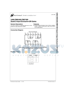 JM38510/00701BD datasheet - Quad 2-Input Exclusive OR Gate