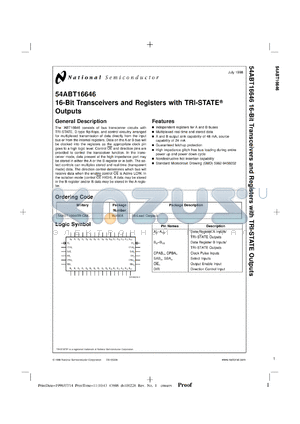 5962-9450202QXA datasheet - 16-Bit Transceivers and Registers with TRI-STATE Outputs