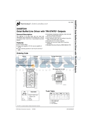 54ABT244MDA datasheet - Octal Buffer/Line Driver with TRI-STATE Outputs