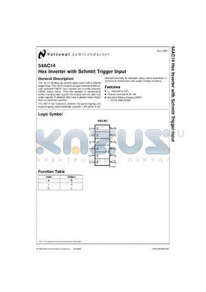 54AC14MDA datasheet - Hex Inverter Schmitt Trigger Input