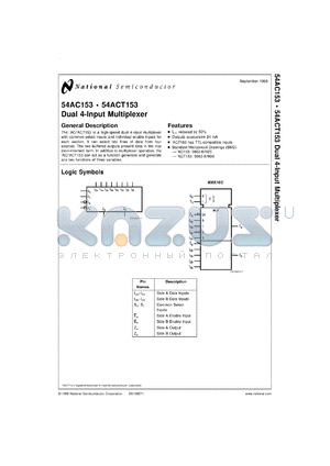 5962-8762501EA datasheet - Dual 4-Input Multiplexer