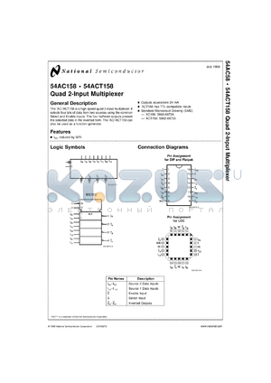 RM54AC158VFA datasheet - Quad 2-Input Multiplexer