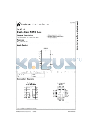 5962-87613012A datasheet - Dual 4-Input NAND Gate