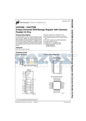 54AC299M3S datasheet - 8-Input Universal Shift/Storage Register with Common Parallel I/O Pins