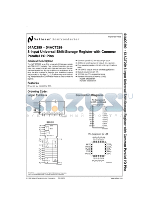 5962-8875401SA datasheet - 8-Input Universal Shift/Storage Register with Common Parallel I/O Pins