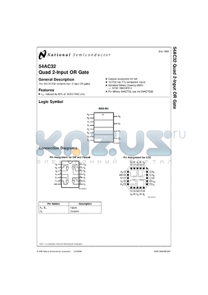 54AC32MDA datasheet - Quad 2-Input OR Gate