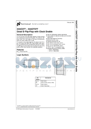 RM54AC377SSA datasheet - Octal D Flip-Flop with Clock Enable