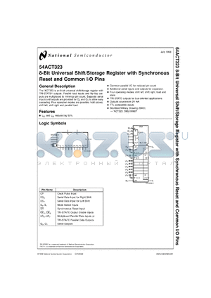 5962-9160701M2A datasheet - 8-Bit Universal Shift/Storage Register with Synchronous Reset and Common I/O Pins