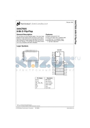 54ACT825FM-MLS datasheet - 8-Bit D-Type Flip-Flop