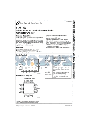 54ACT899DM datasheet - 9-Bit Latchable Transceiver with Parity Generator/Checker