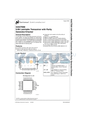 5962-9314101MXA datasheet - 9-Bit Latchable Transceiver with Parity Generator/Checker