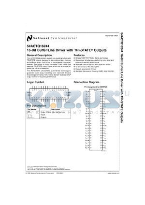 54ACTQ16244MDA datasheet - 16-Bit Buffer/Line Driver with TRI-STATE Outputs