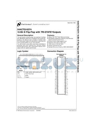 54ACTQ16374MDA datasheet - 16-Bit D Flip-Flop with TRI-STATE Outputs