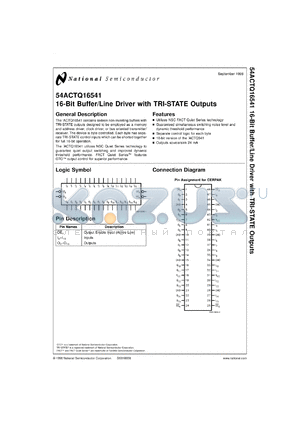 54ACTQ16541FMQB datasheet - 16-Bit Buffer/Line Driver with TRI-STATE Outputs