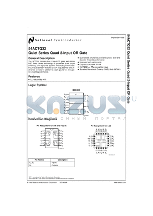 5962-8973601CA datasheet - Quad 2-Input OR Gate