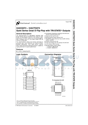 54ACTQ374MDA datasheet - Quiet Series Octal D Flip-Flop with TRI-STATE Outputs