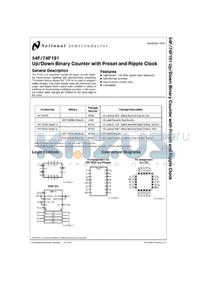 5962-9058201EA datasheet - Up/Down Binary Counter with Preset and Ripple Clock