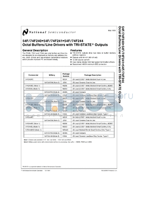 54F240DC datasheet - Octal Buffer/Line Driver with TRI-STATE Outputs (Inverting)