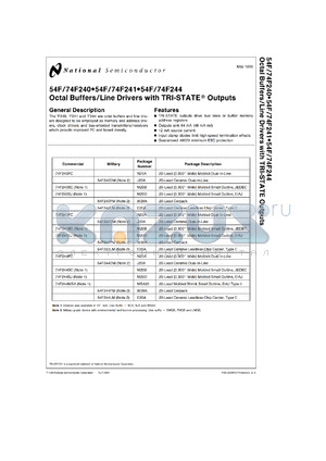 54F244DC datasheet - Octal Buffer/Line Driver with TRI-STATE Outputs