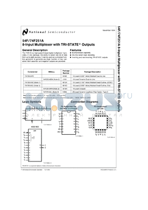 54F251ADMQB datasheet - 8-Input Multiplexer with TRI-STATE Outputs