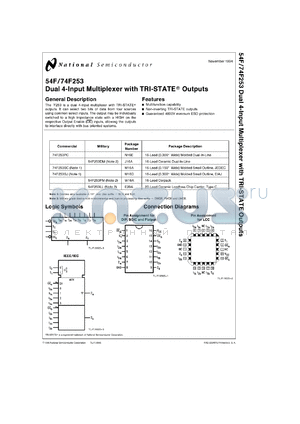 54F253DC datasheet - Dual 4-Bit Multiplexer with TRI-STATE Outputs