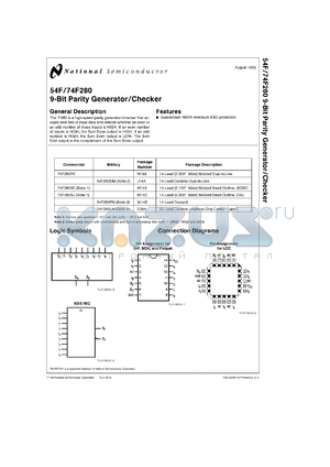 54F280DMQB datasheet - 9-Bit Parity Generator/Checker