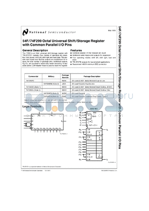 54F299DMQB datasheet - Octal Universal Shift/Storage Register with Common Parallel I/O Pins
