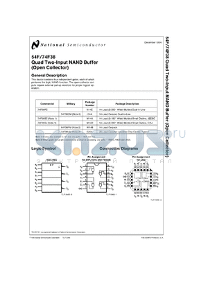JM38510/35202B2 datasheet - Quad 2-Input NAND Buffer (Open Collector)