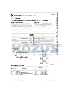 54F574DMQB datasheet - Octal D Flip-Flop with TRI-STATE Outputs