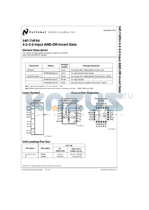 54F64DC datasheet - 4-2-3-2-Input AND/OR Invert Gate