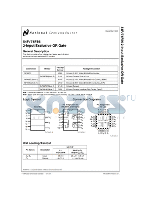 54F86DC datasheet - Quad 2-Input Exclusive-OR Gate