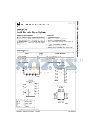 5962-87654012A datasheet - 1-of-8 Decoder/Demultiplexer