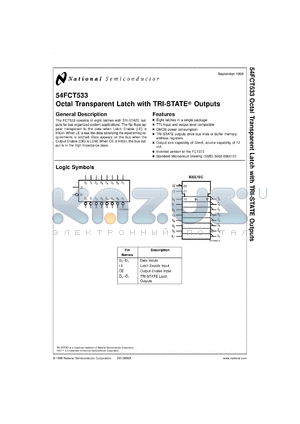 5962-8865101RA datasheet - Quiet Series Octal Transparent Latch with TRI-STATE Outputs