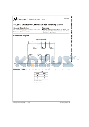 JM38510/30003BD datasheet - Hex Inverter