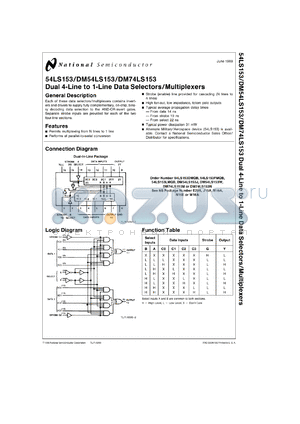 JD54LS153BFA datasheet - Dual 1-of-4 Line Data Selector/Multiplexer