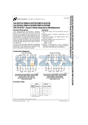 JM38510/30906BE datasheet - Quad TRI-STATE 2-to-1 Line Data Selector/Multiplexer