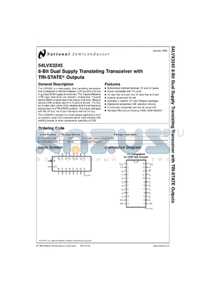 5962-9860501QKA datasheet - 8-Bit Dual Supply Translating Transceiver with 3-STATE Outputs