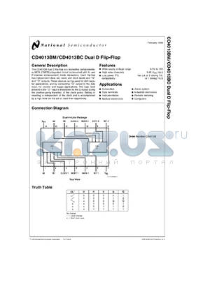 CD4013BMW/883 datasheet - Dual D Flip-Flop