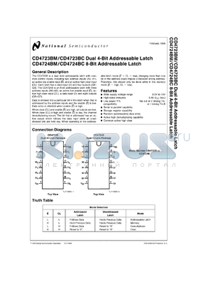 CD4724BMJ-MIL datasheet - Dual 8-Bit Addressable Latch