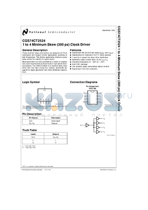 CGS74CT2524MX datasheet - 1 to 4 Minimum Skew (300 ps) Clock Driver