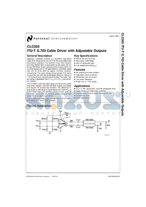 CLC005AJE-TR13 datasheet - ITU-T G.703 Cable Driver with Adjustable Outputs