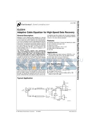 CLC014AJE-TR13 datasheet - Adaptive Cable Equalizer for High-Speed Data Recovery