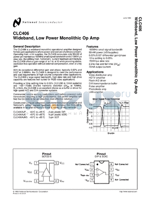 5962-9200401MPA datasheet - Wideband, Low-Power Monolithic Op Amp