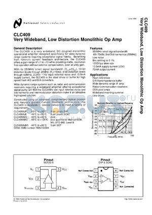 5962-9203401MPA datasheet - Very Wideband, Low Distortion Monolithic Op Amp