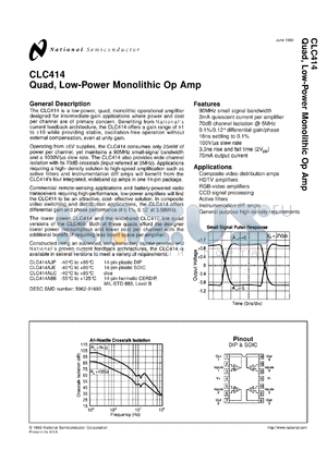CLC414MDC datasheet - Quad, Low-Power Monolithic Op Amp