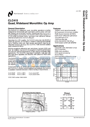 5962-9305501MCA datasheet - Quad, Wideband Monolithic Op Amp