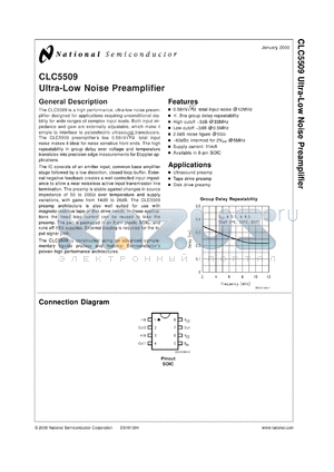 CLC5509CMX datasheet - Ultra-Low Noise Preamplifier