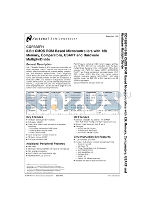 COPFH888N datasheet - 8-Bit CMOS ROM Based Analog Microconrollers with 12k Memory, Comparators and USART