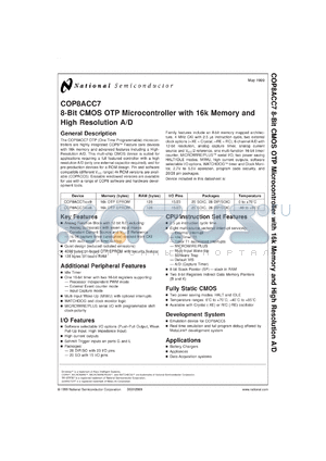 COP8ACC720M8-RE datasheet - 8-Bit CMOS OTP Microcontroller with 16k Memory and High-Resolution A/D