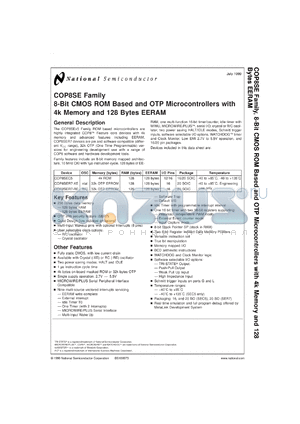 COP8SER720M8-RE datasheet - 8 Bit CMOS ROM Based and OTP Microcontrollers with 4k Memory and 128 Bytes EERAM